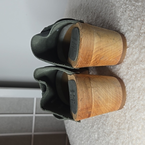 Sanita Clogs Manuella Wooden Oiled Leather Khaki Green Size EU 40 Shoe - Picture 7 of 13